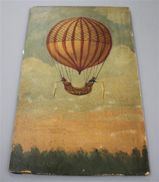 Nitteo (French School), oil on board, Charles and Robert Balloonists 1783, signed, 24 x 15cm, unframed